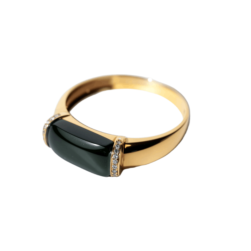 Black Jadeite Saddle Ring